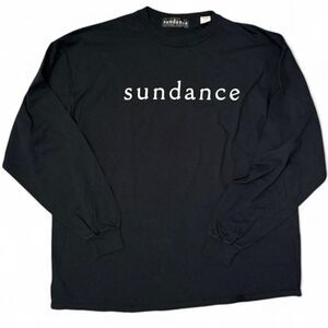 Sundance Catalog Shirt Mens XL Black Long Sleeve Crewneck Logo Made in USA